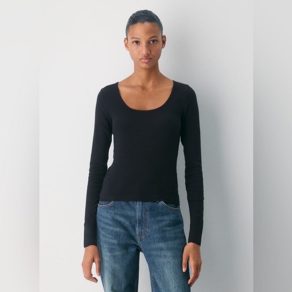 Aritzia HomeStretch™ Rib Scoopneck Longsleeve size XL black